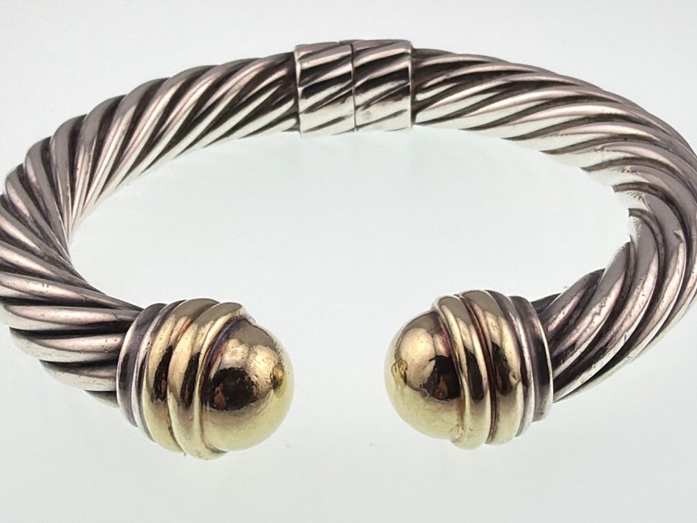 David Yurman 14kt, sterling cable bracelet