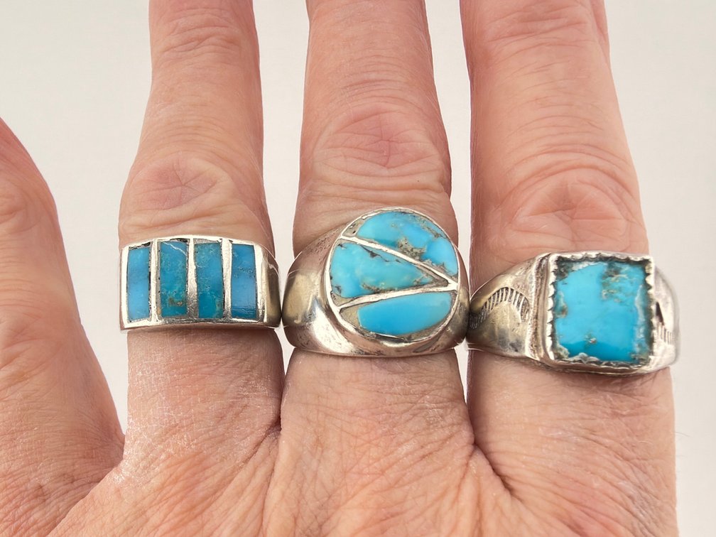 Sterling silver, turquoise rings
