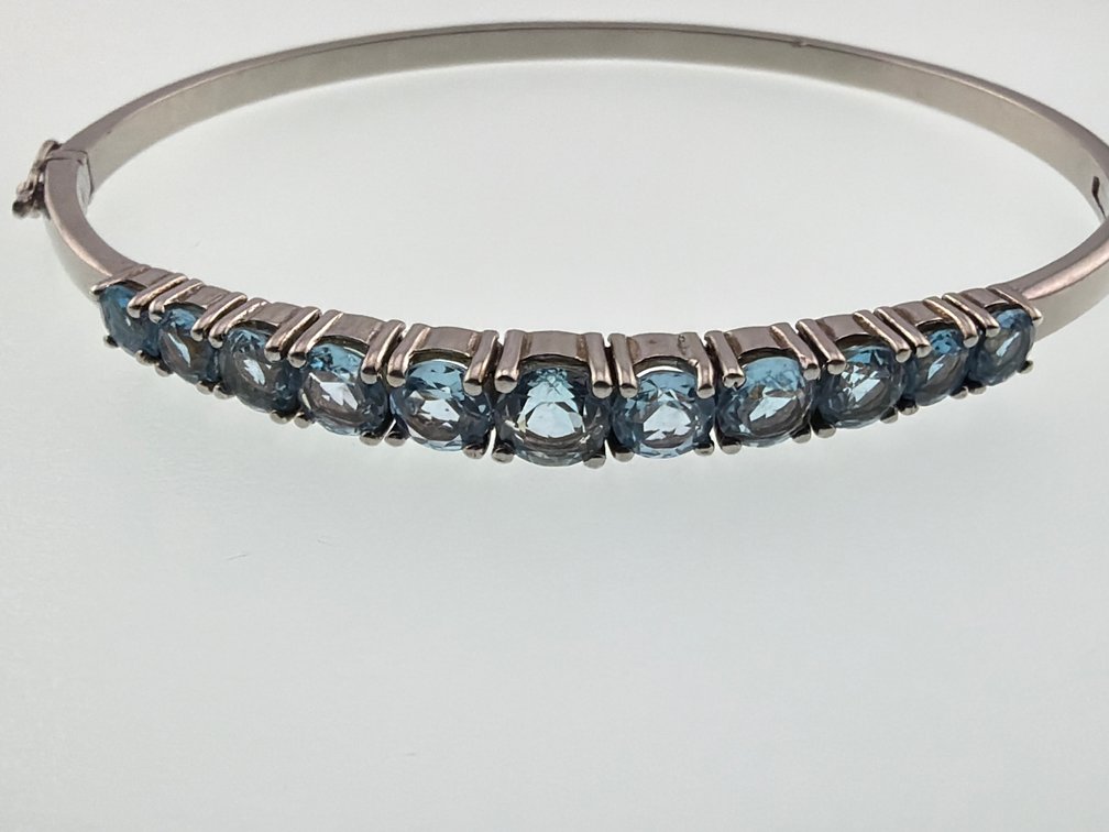 Sterling and blue topaz bangle