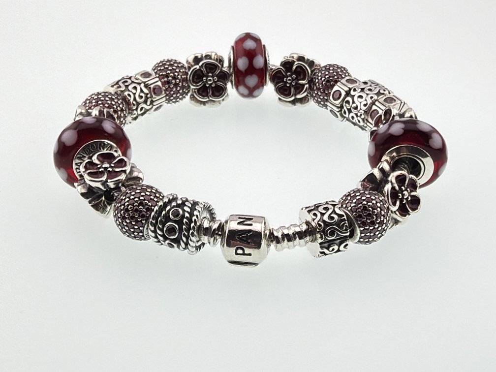 Sterling Pandora loaded charm bracelet