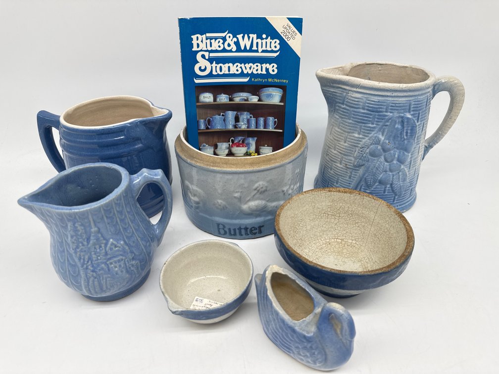 Blue and white stoneware