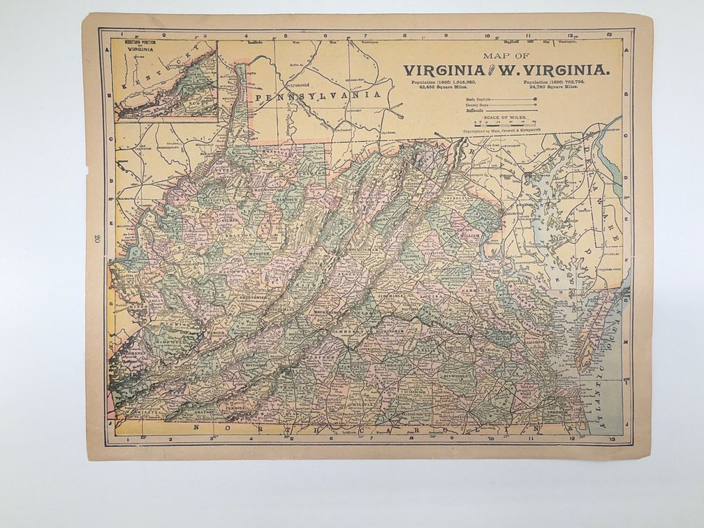 Antique map VA, WV