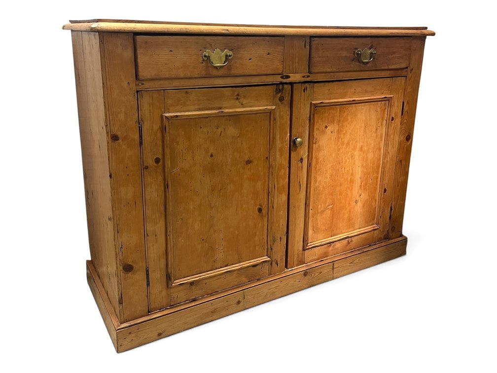 English two over two door stripped pine cupboard