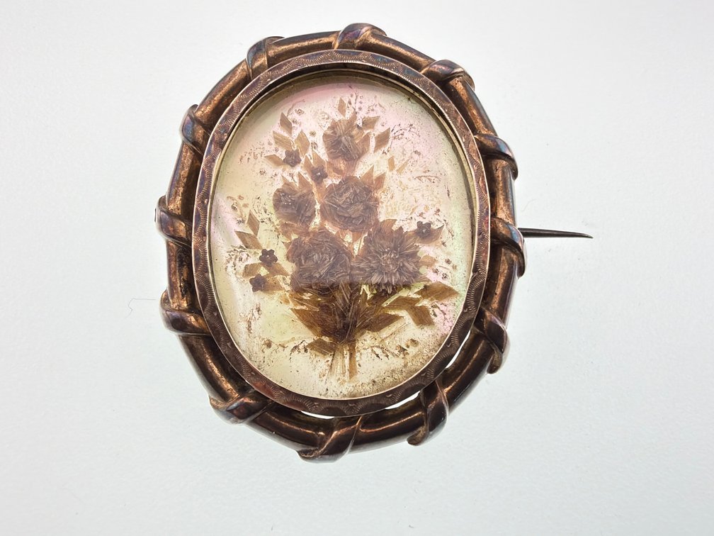 Victorian mourning hair brooch
