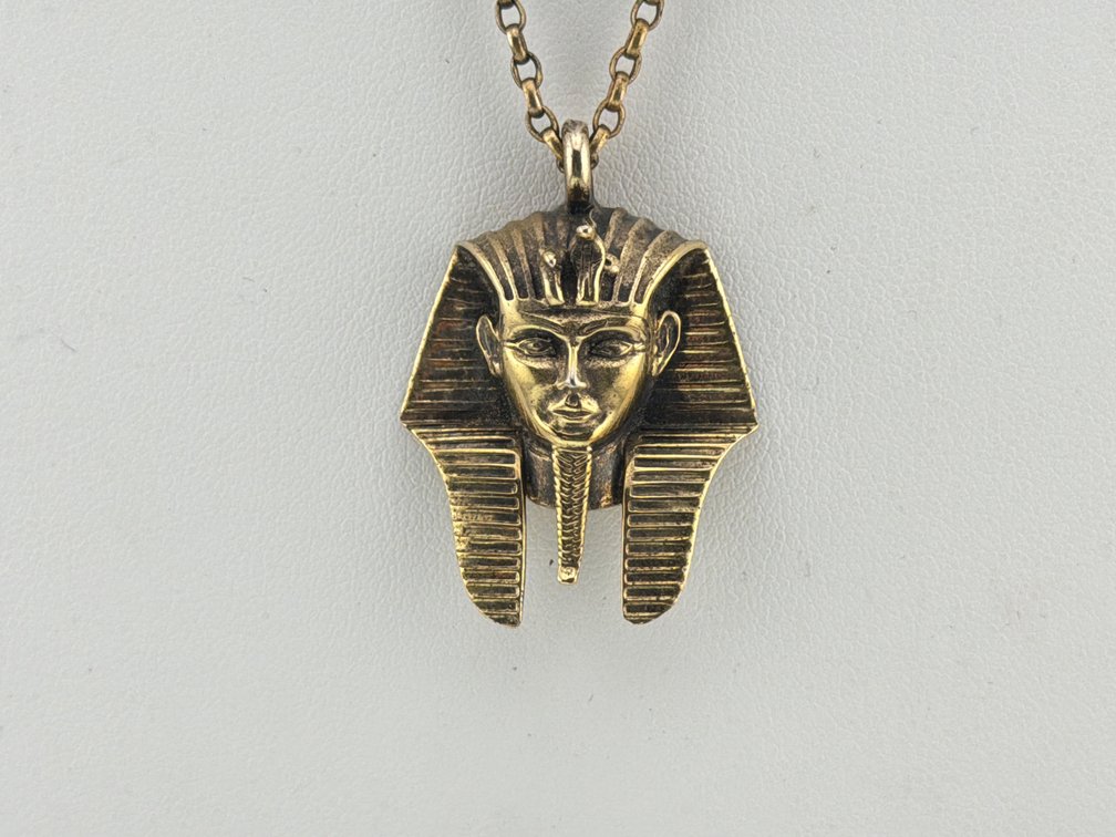 Sterling vintage vermeil King Tut pendant on chain