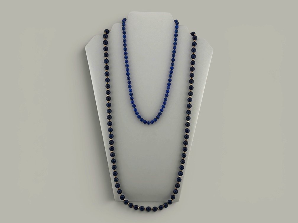 Two lapis and 14kt necklaces