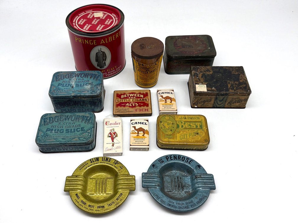 Variety of vintage tobacco items