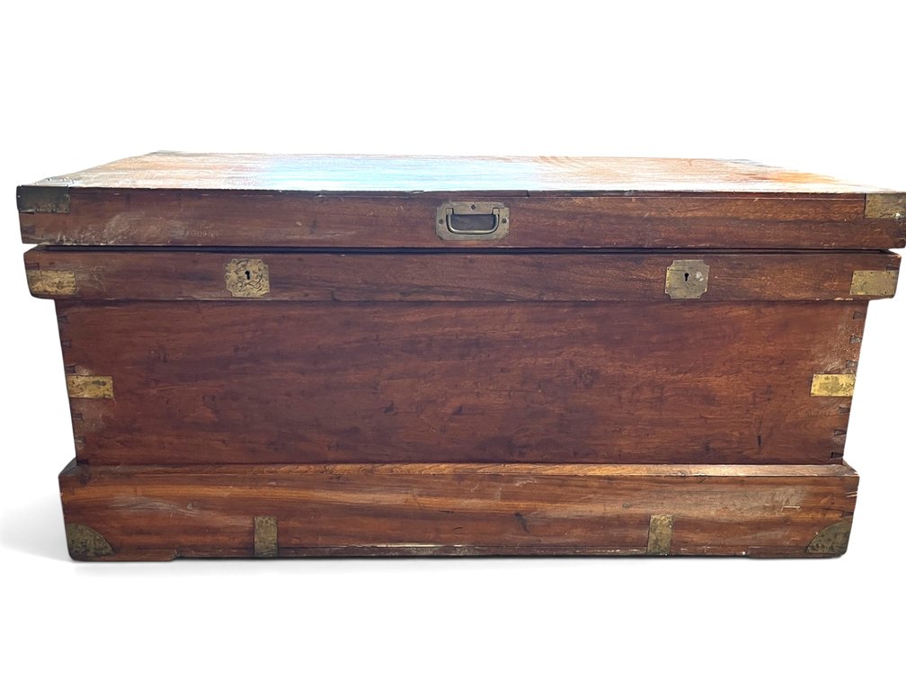 A very nice camphor wood Campaign chest with brass accents