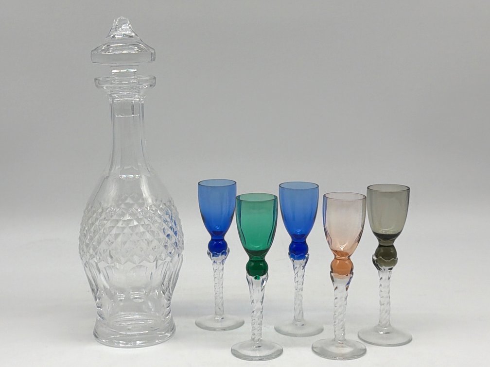 Waterford "Colleen" crystal decanter and cordial glasses