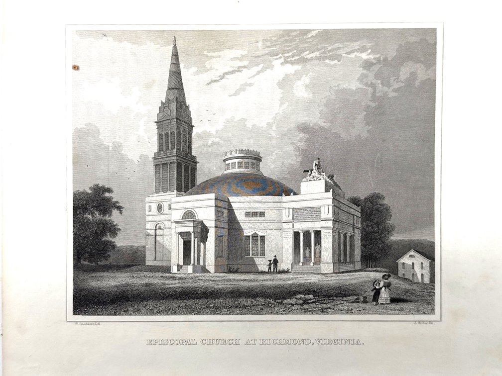 Antique engraving Monumental Church