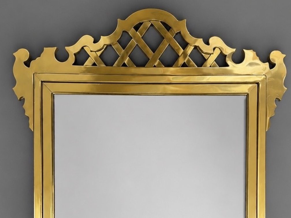 Decorative Crafts lacquered brass Chippendale style mirror