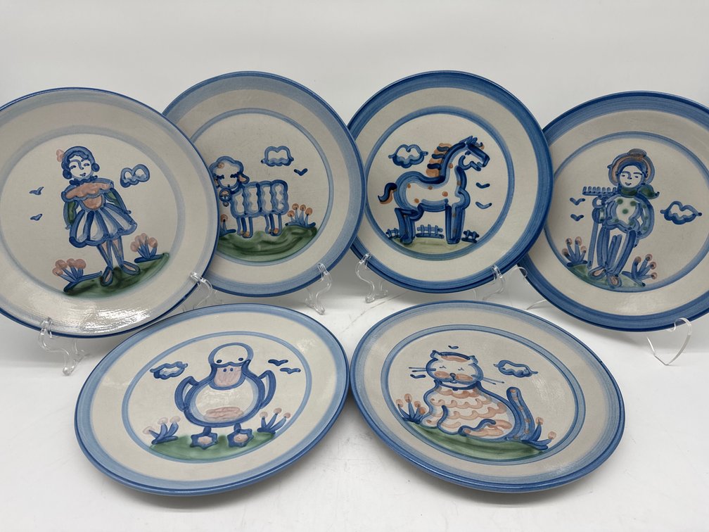 Set of highly collected 6 M.A. Hadley farm theme dinner plates