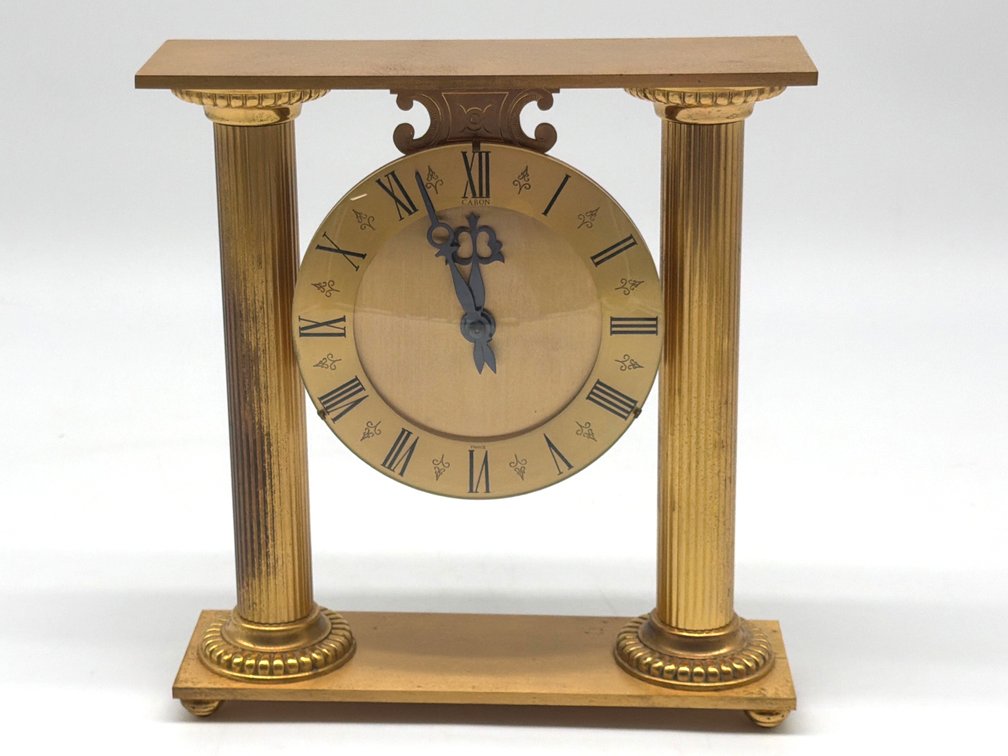 Gilt brass French mantle clock; working
