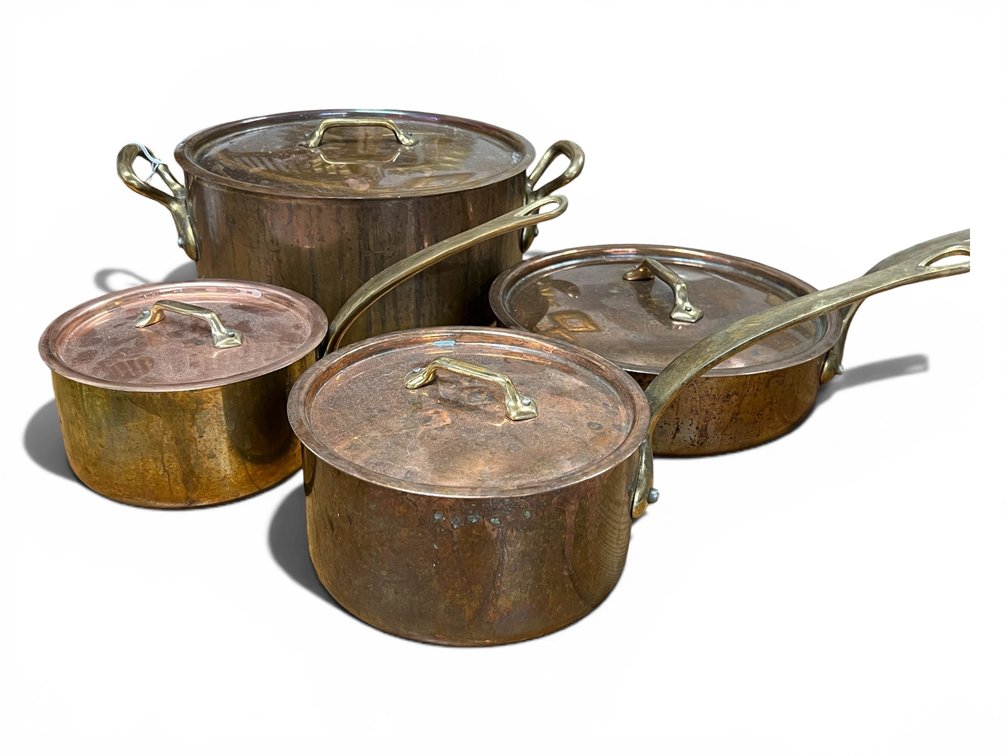 Mauviel 1830 collection of copper cookware with lids