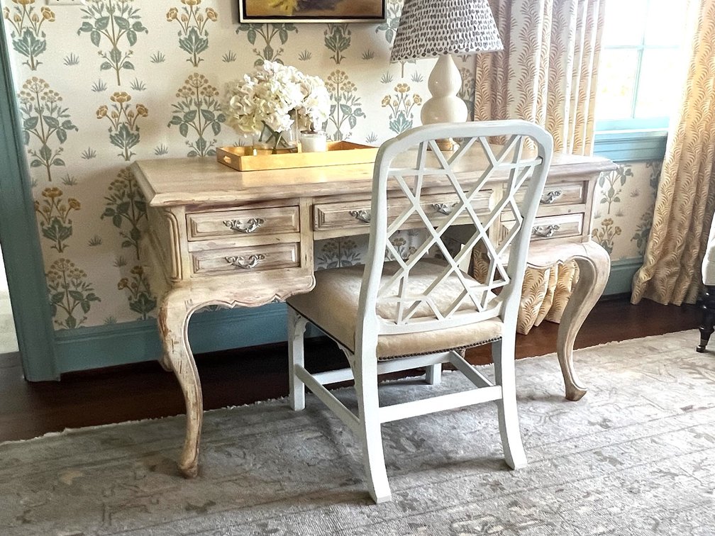 White painted flat top writing desk