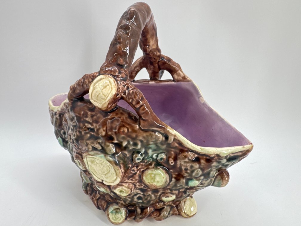 Majolica bird's nest basket