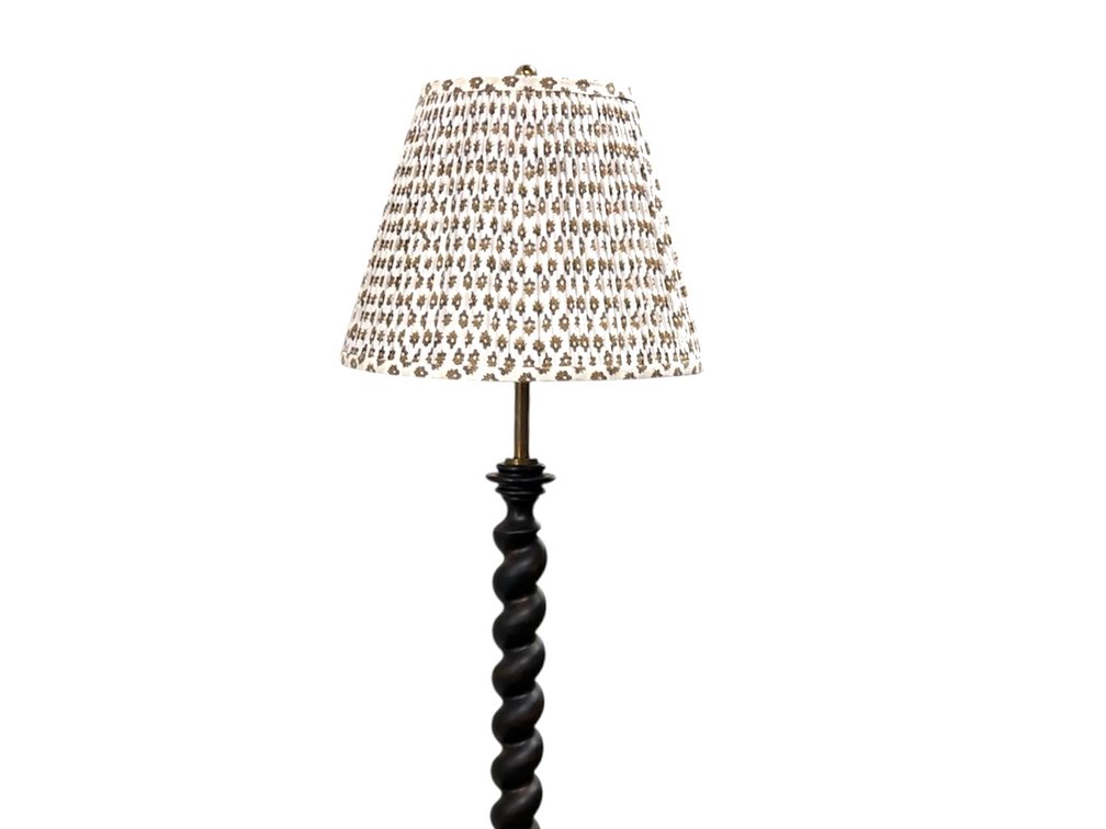 Barley twist floor lamp with Bunny Williams shade
