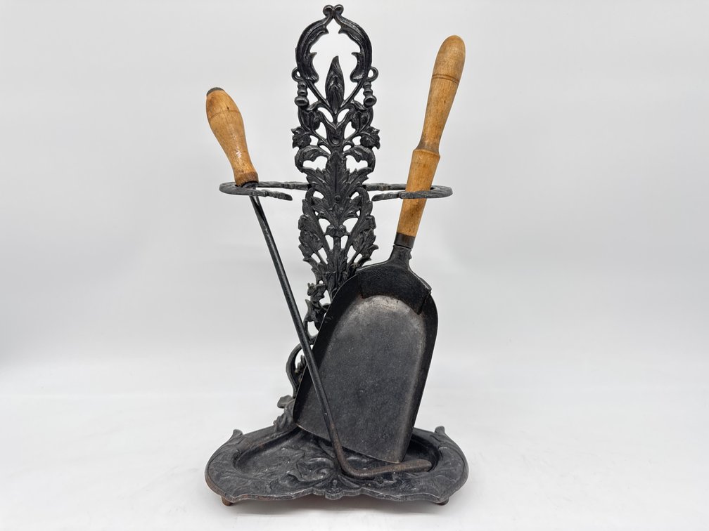Cast iron spill holder with tools