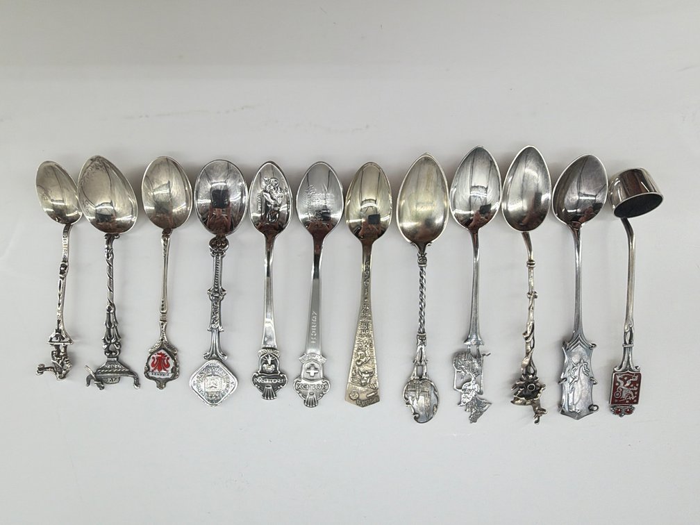 800 marked silver souvenir spoons