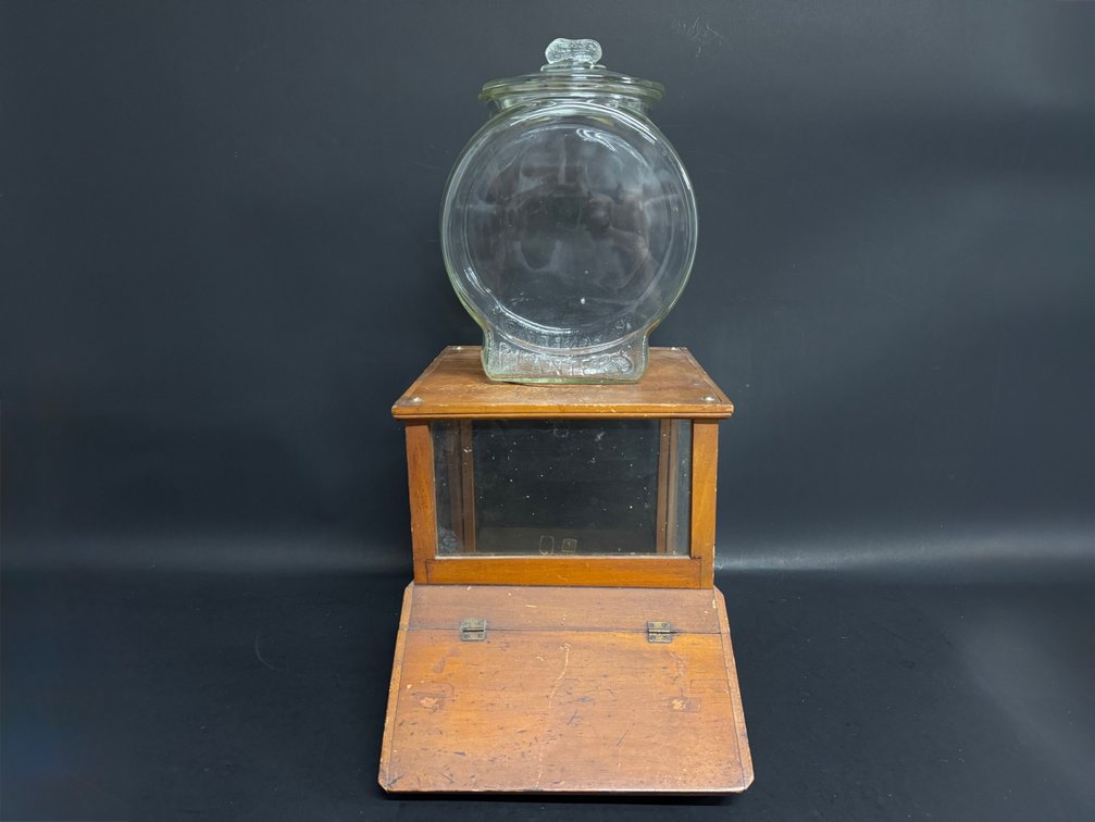 Antique general store display case, Planters jar