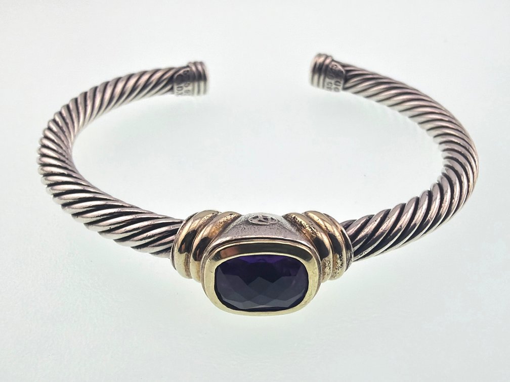 David Yurman 14kt, sterling amethyst cuff