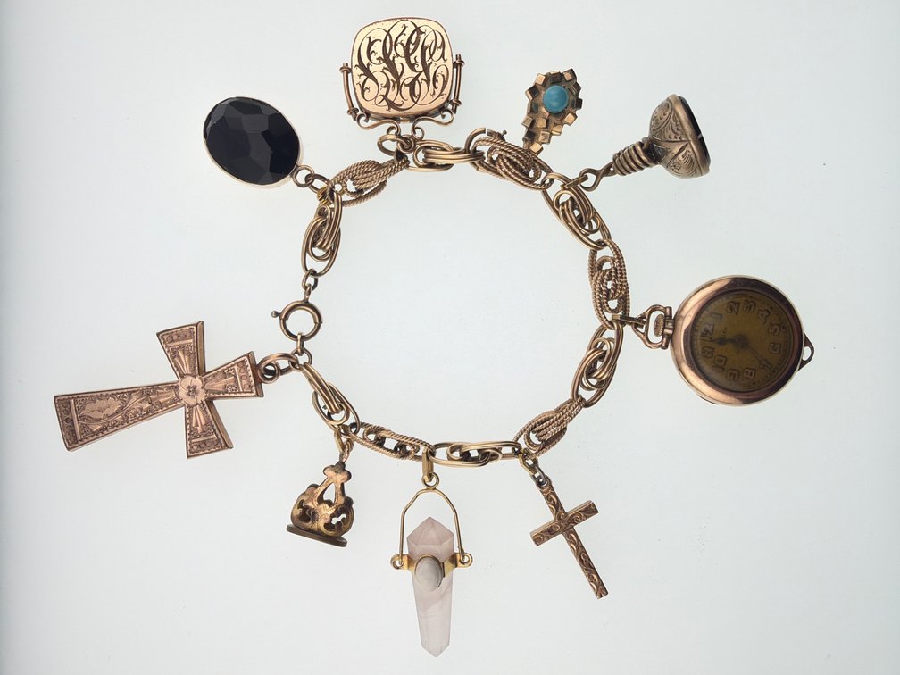 Gold filled antique charm bracelet