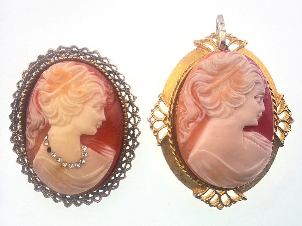 Two costume cameo brooches