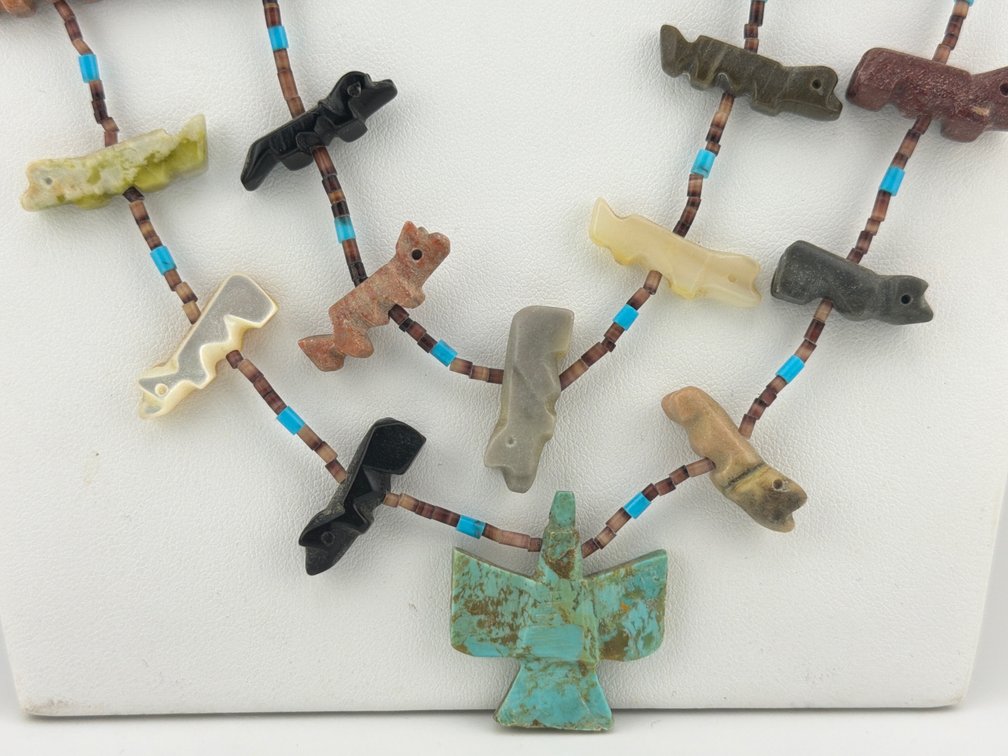 Native American double fetish necklace with thunderbird