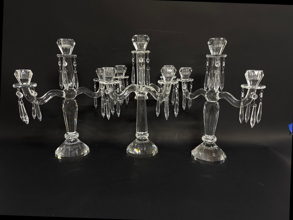 Impressive 3 piece crystal candlabra by Villeroy and Bosch