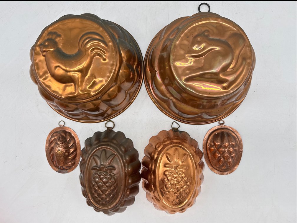 Copper jelly or food molds (6)