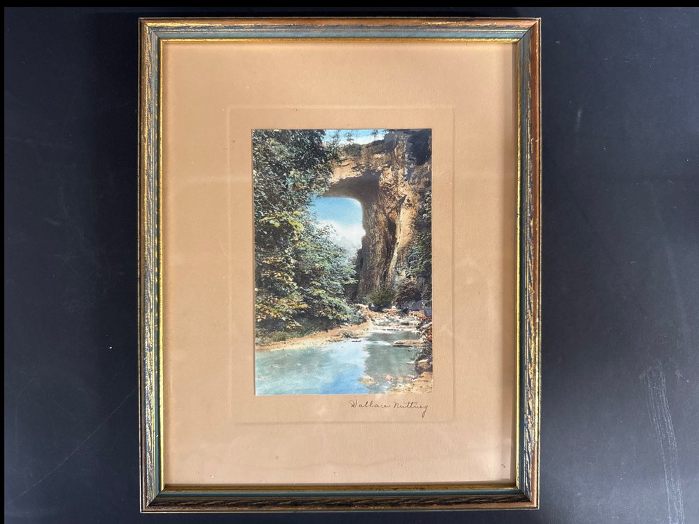 Framed Wallace Nutting colored photo of Virginia's landscape Natural Bridge