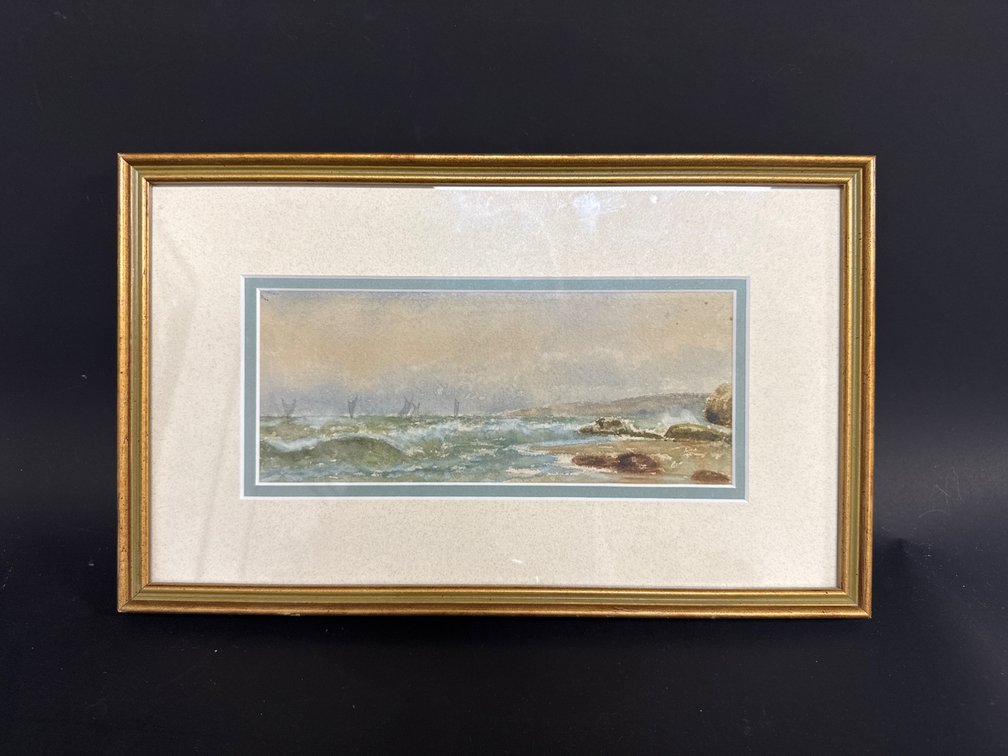 Small unsigned framed watercolor of seascape