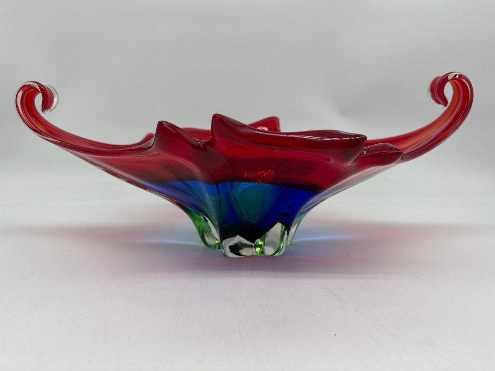 Murano Cristallo Venezia CCC organic multi colored glass centerpiece bowl