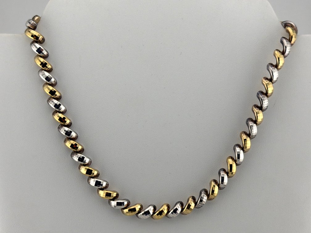 Italian Milor two tone vermeil and sterling necklace; 17"L