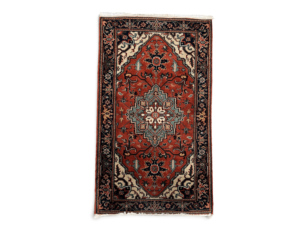 Wool Indian scatter rug; 35" x 61"