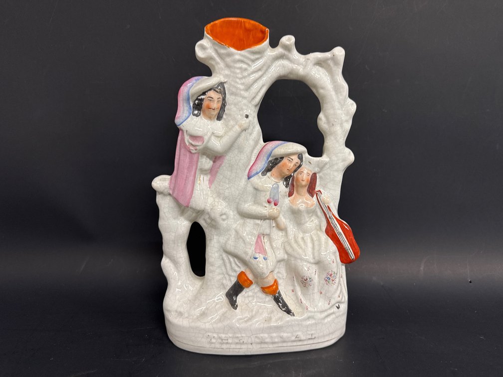 Antique figural very large Staffordshire spill vase