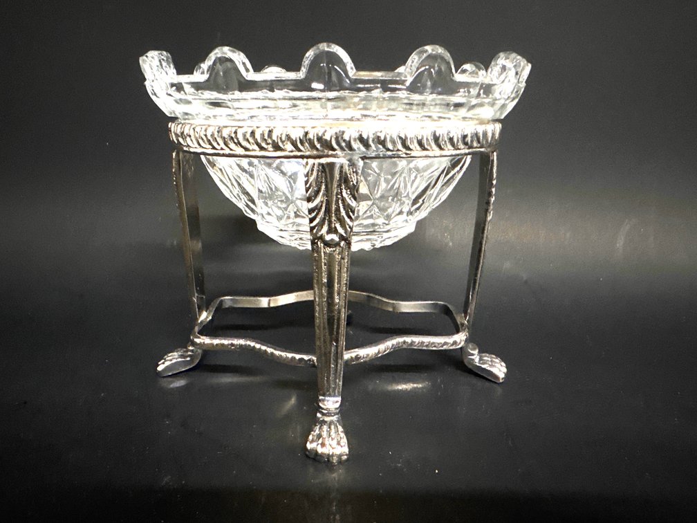 Small silver plate and glass table top epergne