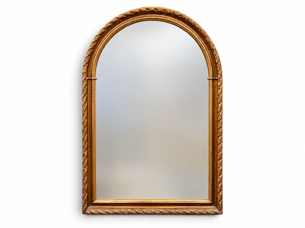 Arched Carolina burnished gold beveled mirror