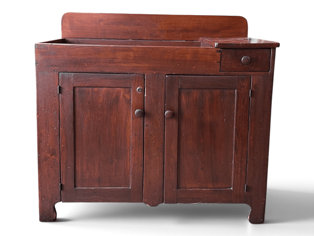 19th century Ohio dark stained pine dry sink