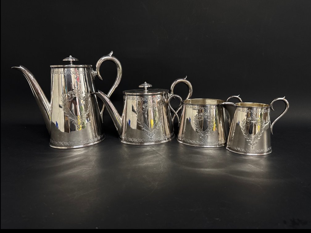 Four piece Adams style silver plated tea service