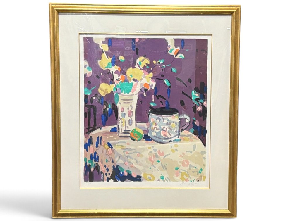 Large Jen Pang (Chinese American) signed still life silkscreen