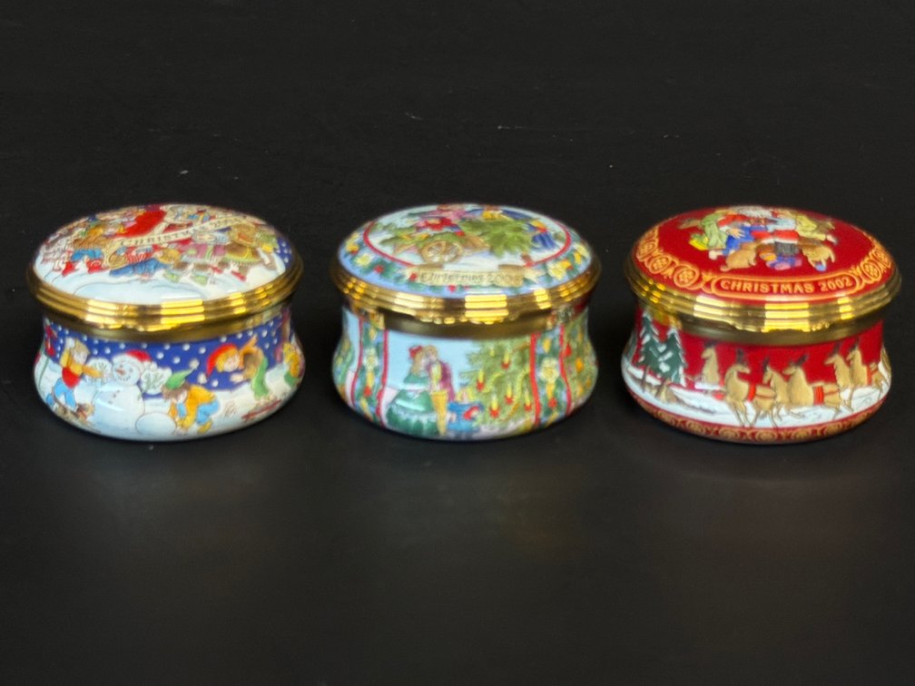 Halcyon Christmas enamel boxes