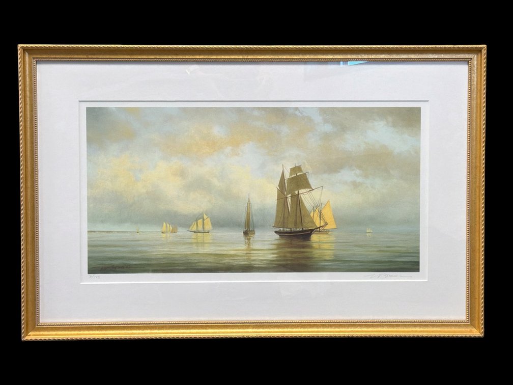 Signed marine lithograph numbered 3/145