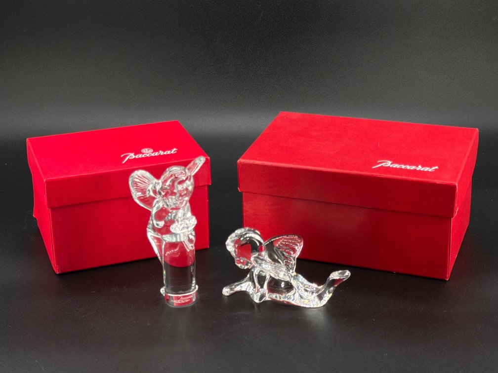 Two Baccarat crystal cherubs