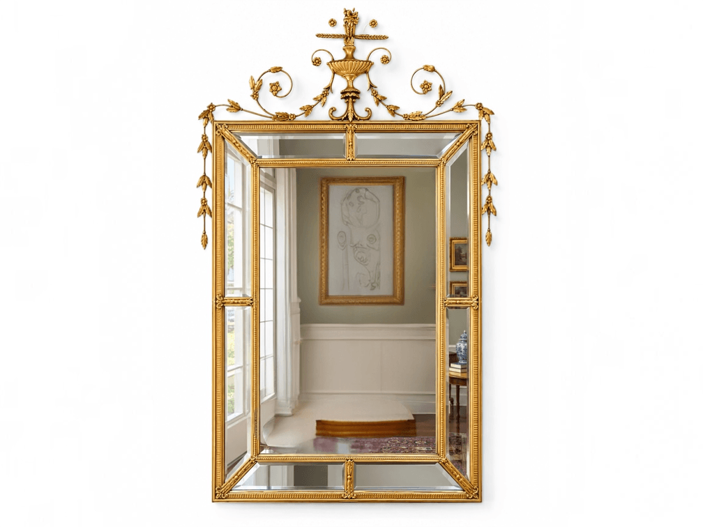Outstanding Friedman Brothers giltwood Neoclassical style bevelled mirror