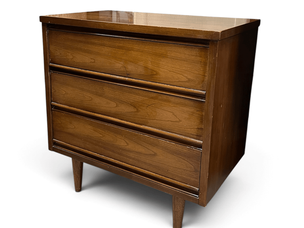 Single cherrywood MCM three drawer chest by Dixie