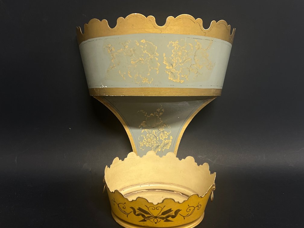 Two decorative tole containers