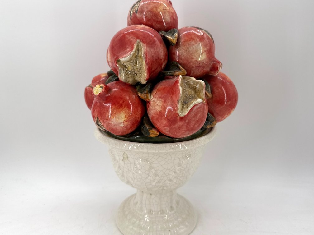 Decorative Italian style pomegranate topiary in vase