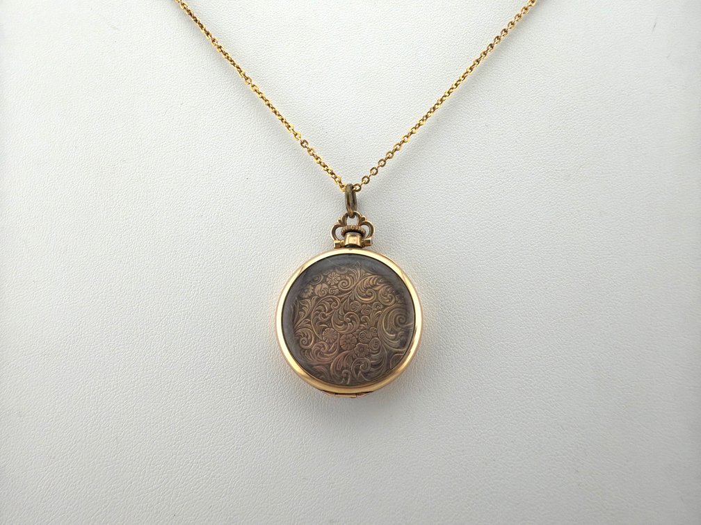 Antique gold filled necklace with ornate pendant
