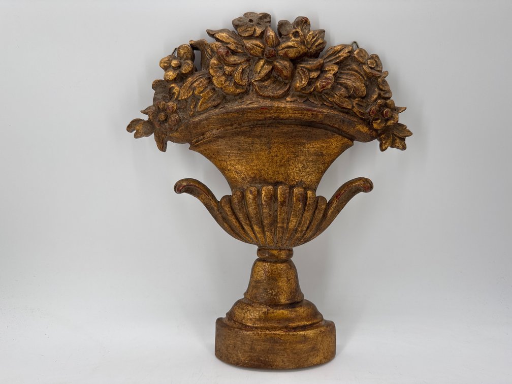Decorative giltwood basket of fruit wall plaque